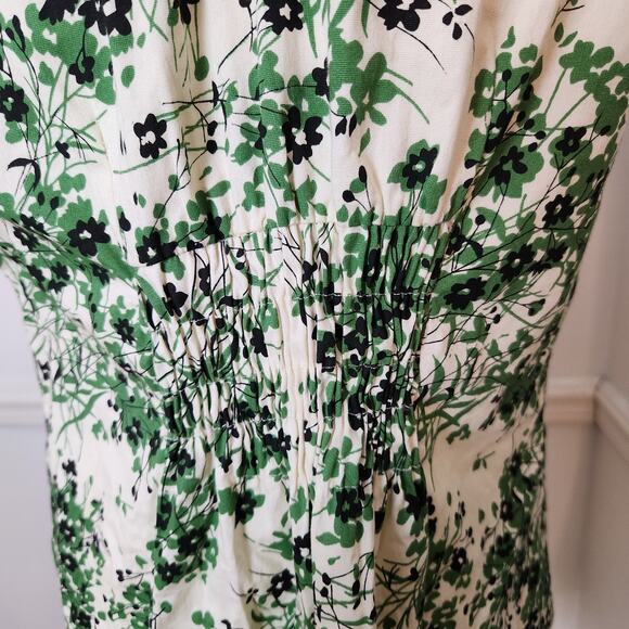Angie Dress Sz Large Juniors Mini Collar Green Cream Floral Preppy Fairy Y2K Bow - Picture 8 of 16